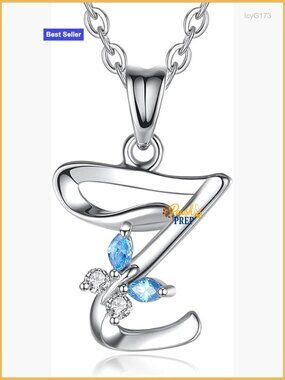 Sterling Silver Butterfly Initial Necklace Personalized Gift 18 Inch Chain